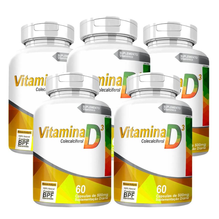 4Elementos Vitamina D3 Colecalciferol 2000Ui Kit com 5 Potes com Total de 300 Capsulas