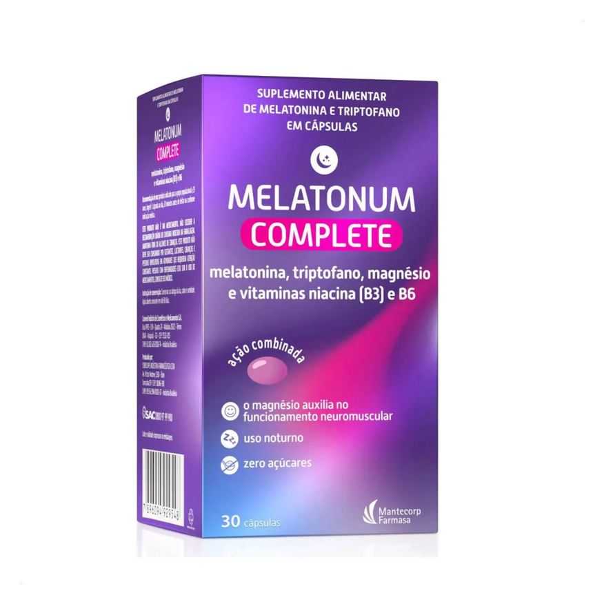 Suplemento Alimentar Melatonum Complete 30 Cápsulas Zero Açucar