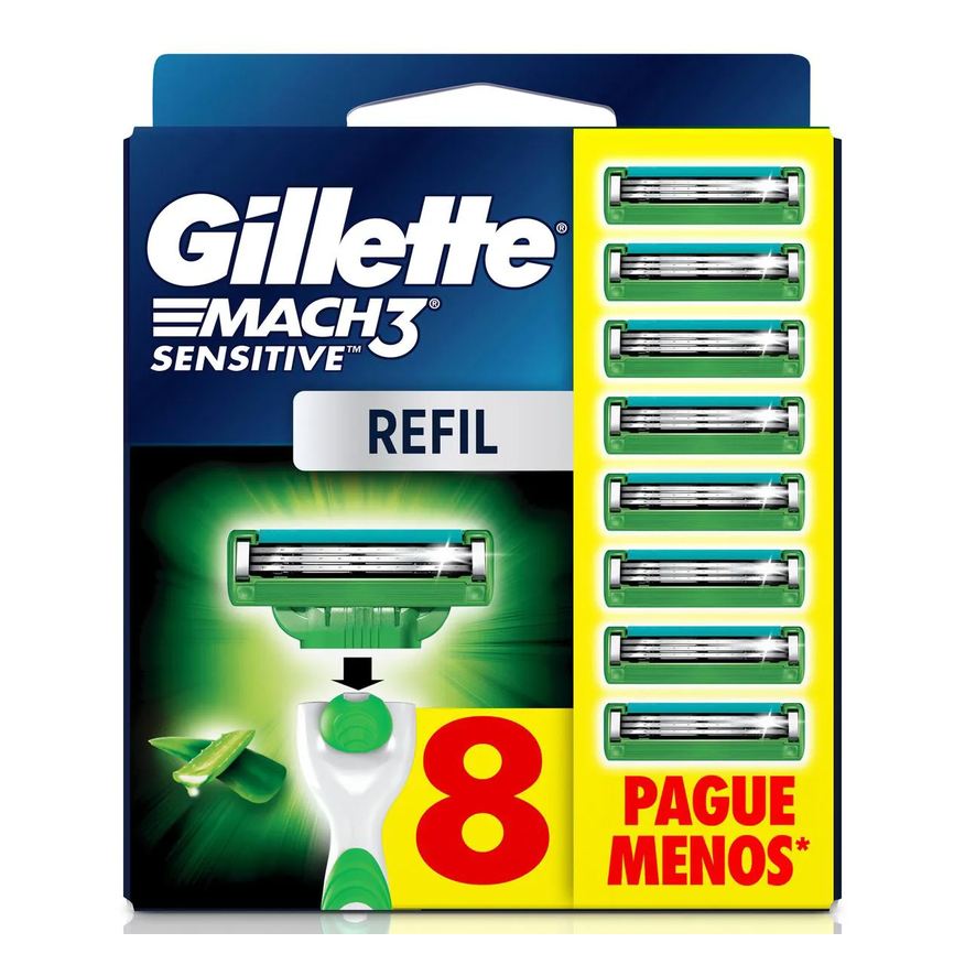 Gillette Carga para Aparelho de Barbear Mach3 Sensitive 8 unidades