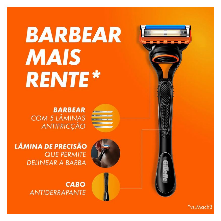 Gillette Aparelho de Barbear Fusion 5 com 1 unidade