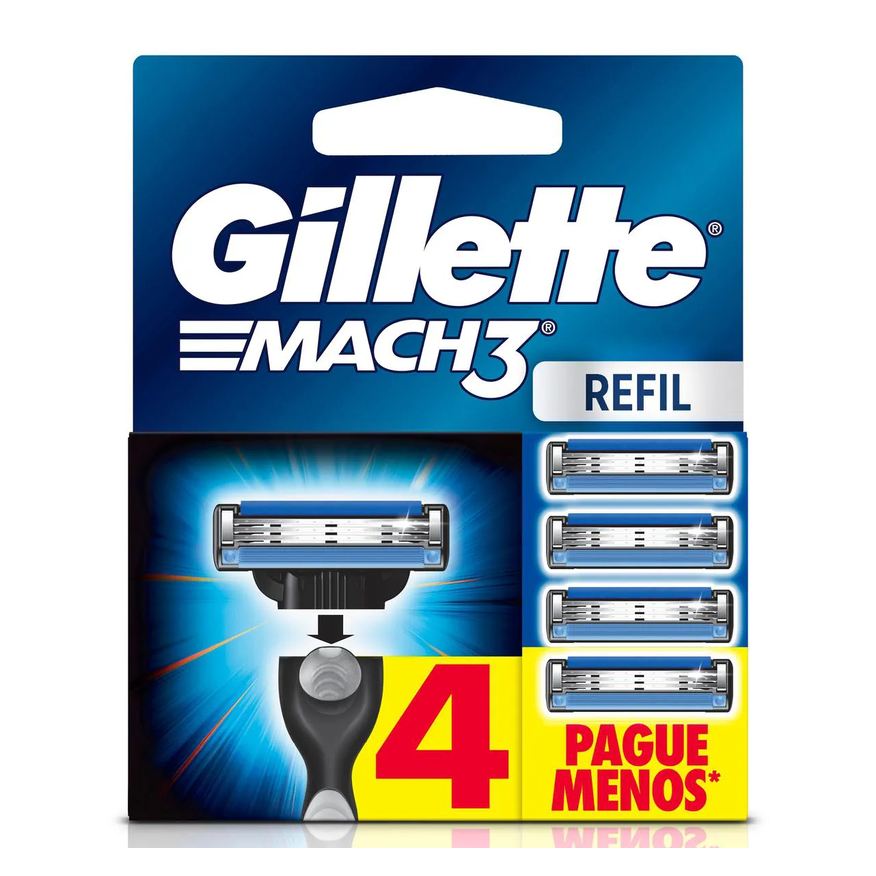 Gillette Refil para Barbear Mach3 com 4 unidades