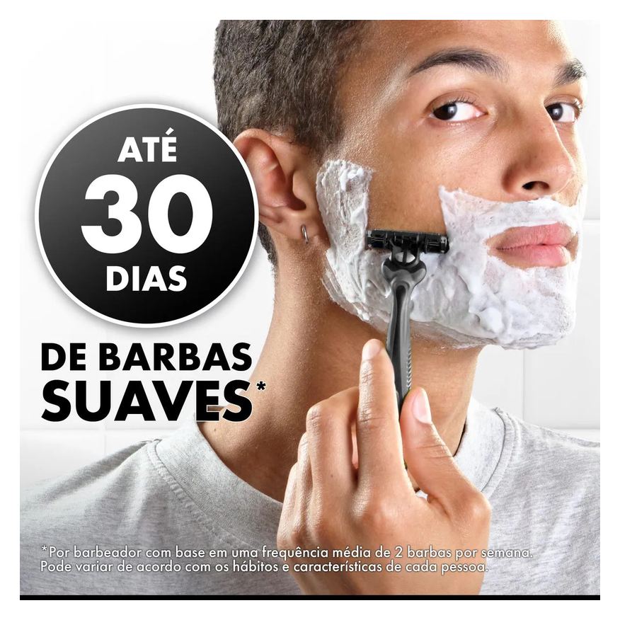 Gillette Aparelho de Barbear Descartável Prestobarba 3 Carvão Ativado 8 unidades