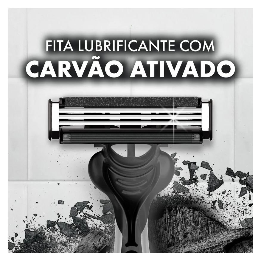 Gillette Aparelho de Barbear Descartável Prestobarba 3 Carvão Ativado 8 unidades