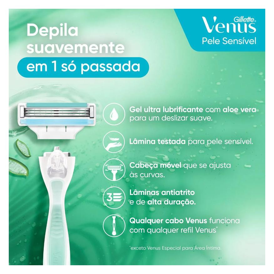 Gillette Carga para Aparelho de Depilar Venus Pele Sensível 8 unidades