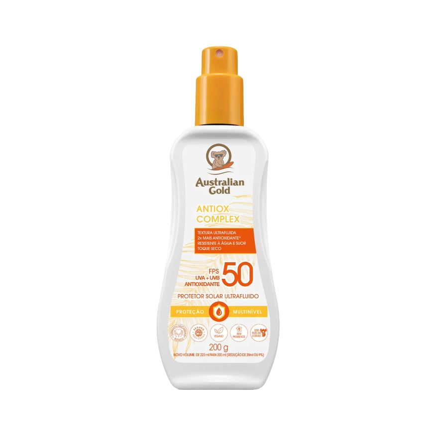 Australian Gold Protetor Solar Corporal Ultrafluido Antiox Complex FPS 50 200ml