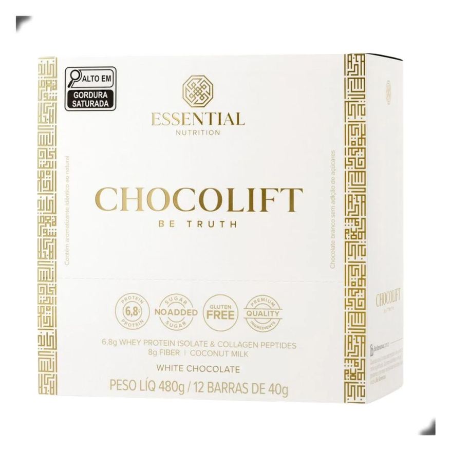 Essential Nutrition Barra de Chocolate Chocolift Be Truth 40g Box 12Un Essential Chocolate Branco