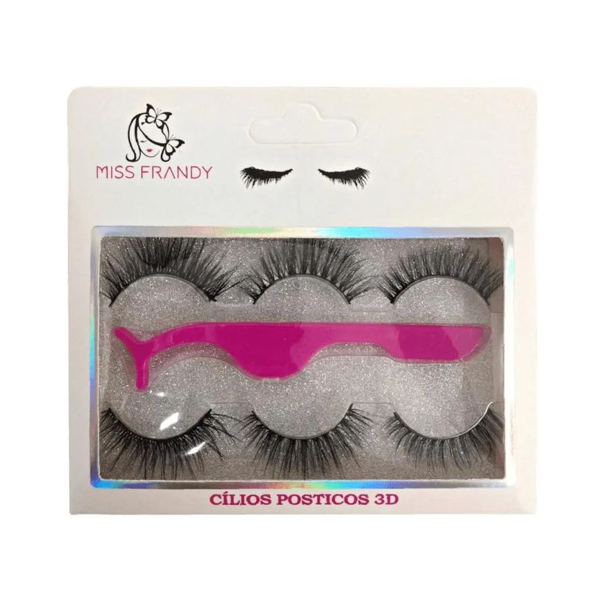 Miss Frandy Kit - Cílios Postiços com 3 Pares e uma Pinça