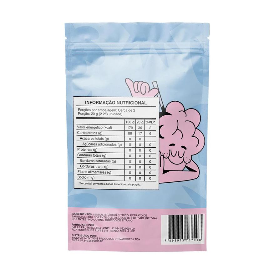 Ticky Pirulito Zero Açucar Algodão Doce Pouch 4 unidades