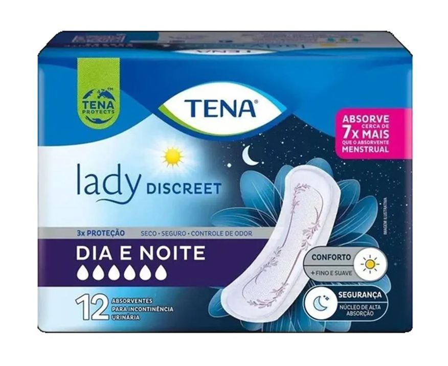 Tena Absorv Incont Urinária Lady Discreet Dia e Noite 12Un