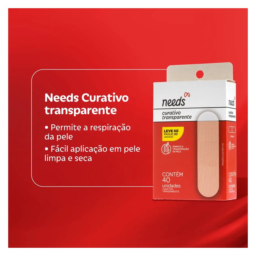 Needs Curativo Transparente 40 Unidades