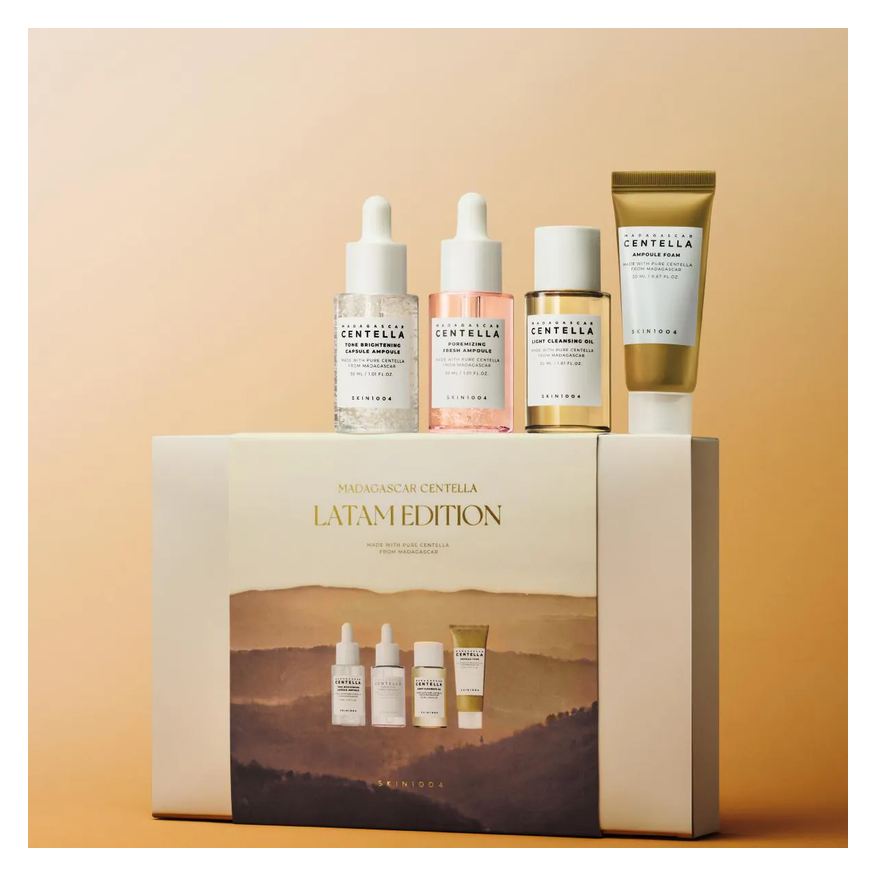 Viagem Kit Skin1004 Madagascar Centella Ampola Poremizing Fresh + Tone Brightening + Cleansing Oil + Espuma De Limpeza