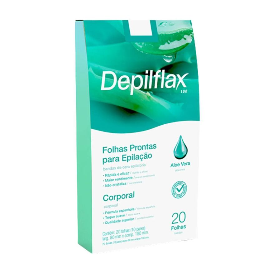 Depilflax Folhas Prontas Corporais Depilação Cera Aloe Vera 20Un