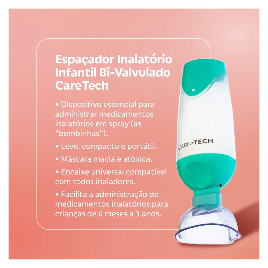 Inalatório Espaçador Infantil Bi-Valvulado CareTech 1 unidade