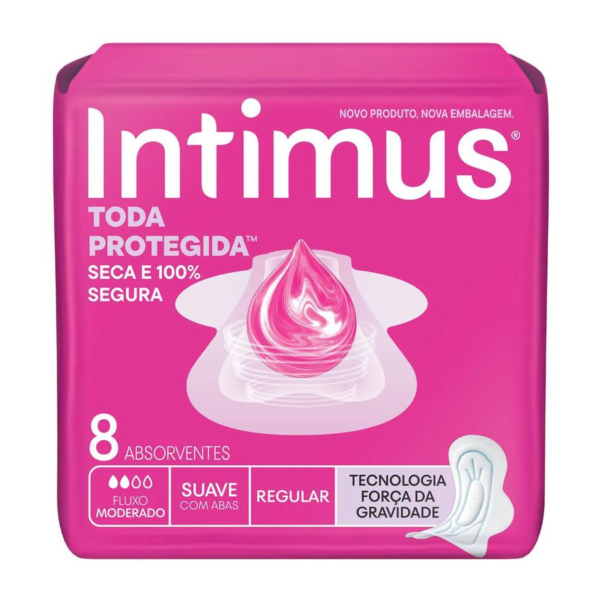Intimus Absorvente Toda Protegida Cobertura Suave com Abas 8 unidades