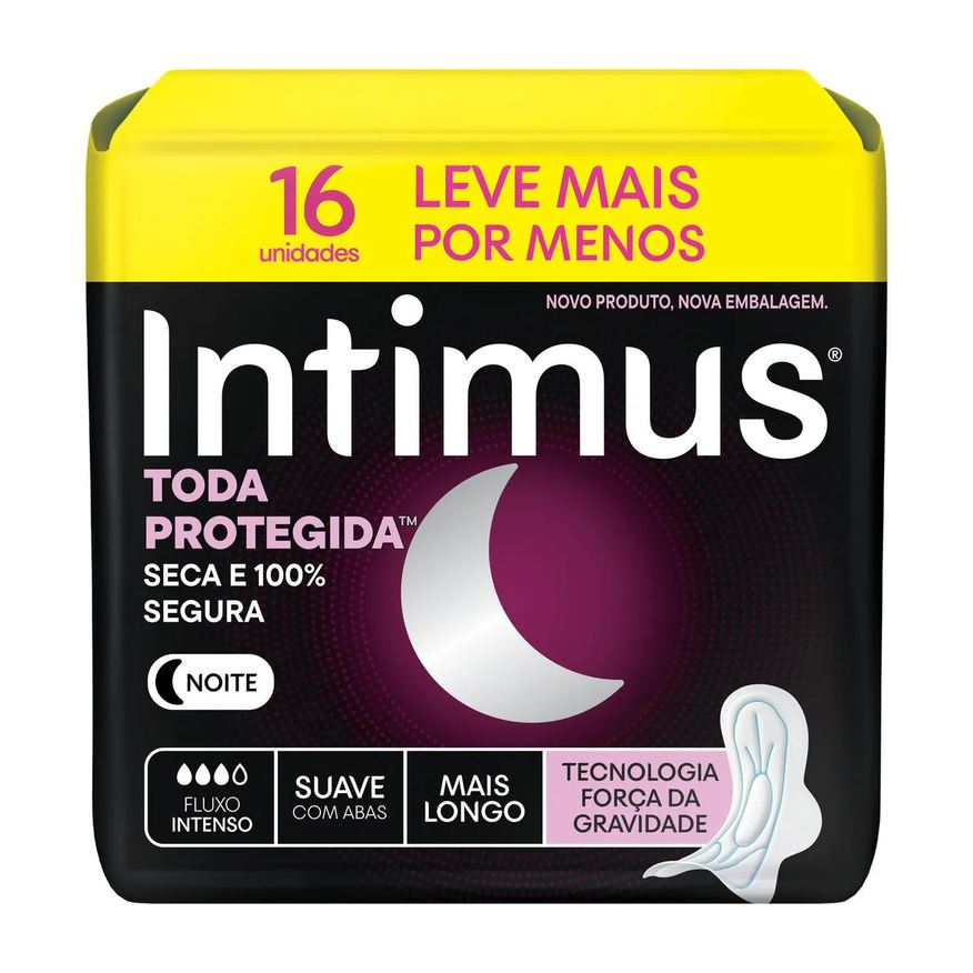 Intimus Absorvente Noturno Toda Protegida Cobertura Suave Com Abas 16 unidades