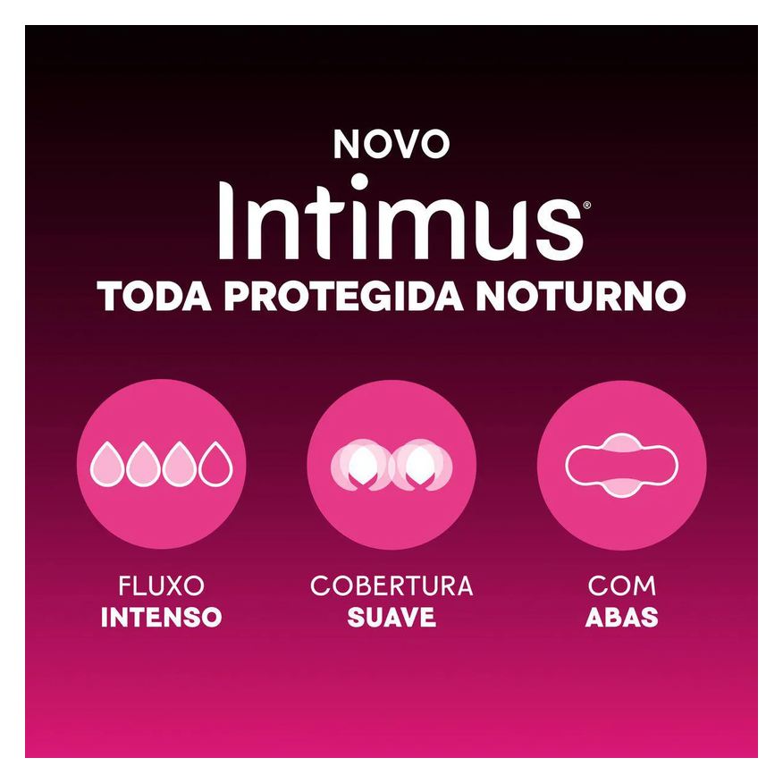 Intimus Absorvente Noturno Toda Protegida Cobertura Suave Com Abas 16 unidades