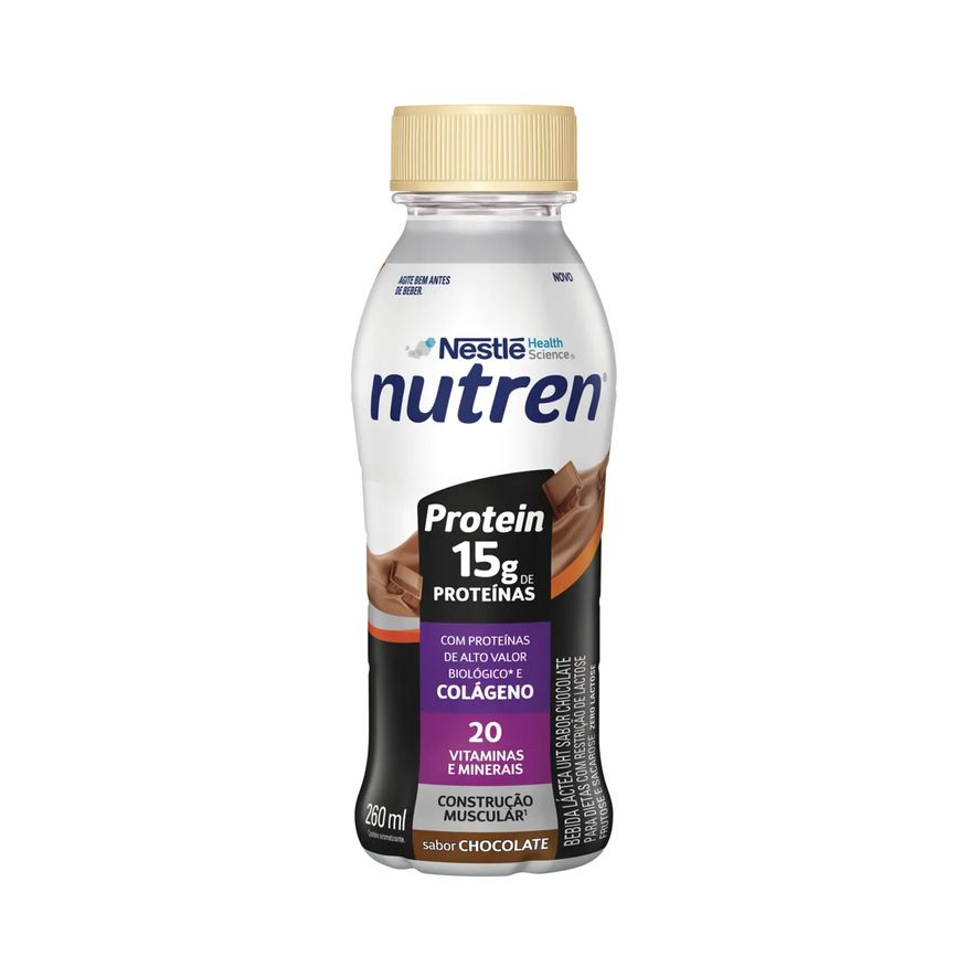 Nutren Bebida Láctea Protein 15g Colágeno Chocolate 260ml