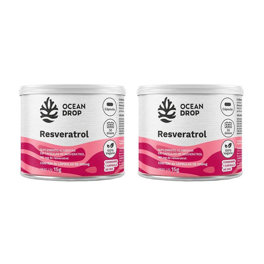 Ocean Drop Kit 2 Resveratrol 500mg Suplemento 15g - 30 Cápsulas