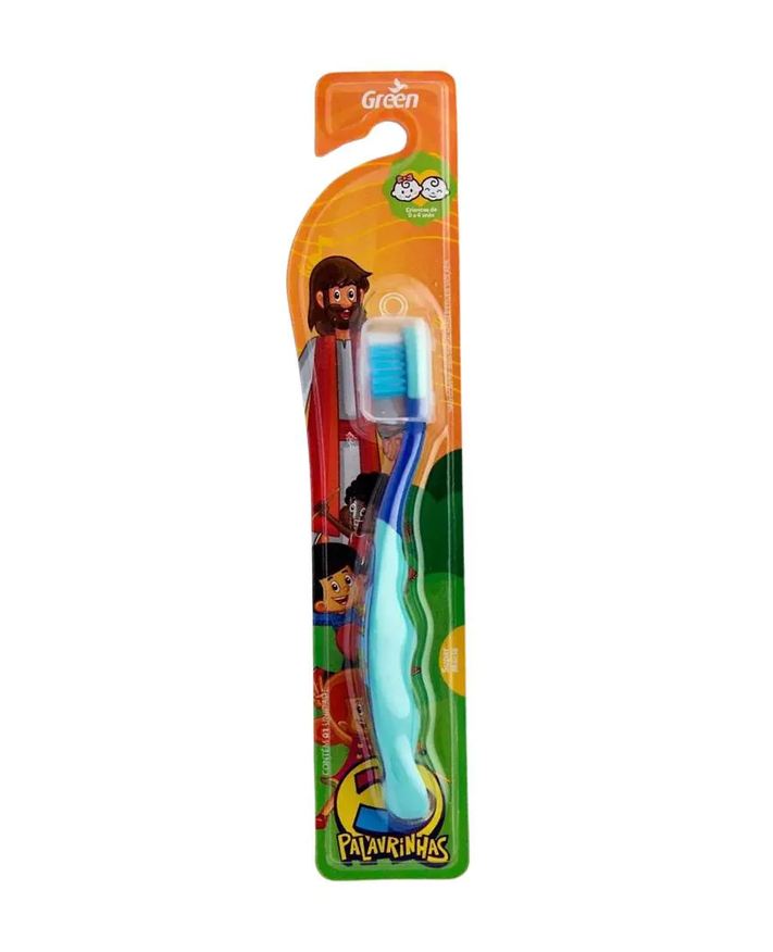Green Escova Dental Infantil 3 Palavrinhas Verde Extra Macia de 0 a 3 Anos
