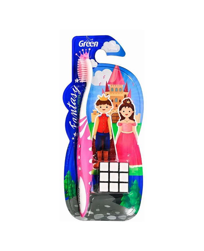 Green Escova Dental Infantil Rosa 4 Anos + com Cubo Mágico