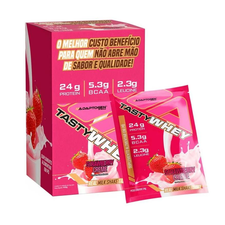 Adaptogen Tasty Whey Display - Sabor: Morango (12 Unid. 34g)