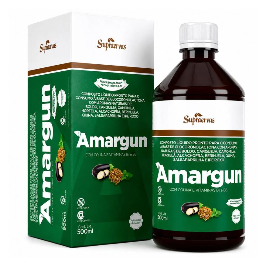 Supra Ervas Amargun 500ml com Colina Vitaminas B1 e B6 sem Açúcar