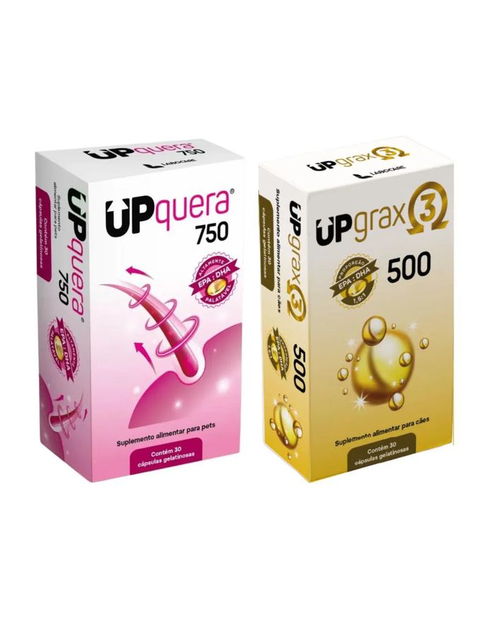 Upquera Kit 750 + Upgrax 3 500 Ômega 3 Epa Dha Pele Saudável Pelo Forte Cães & Gatos