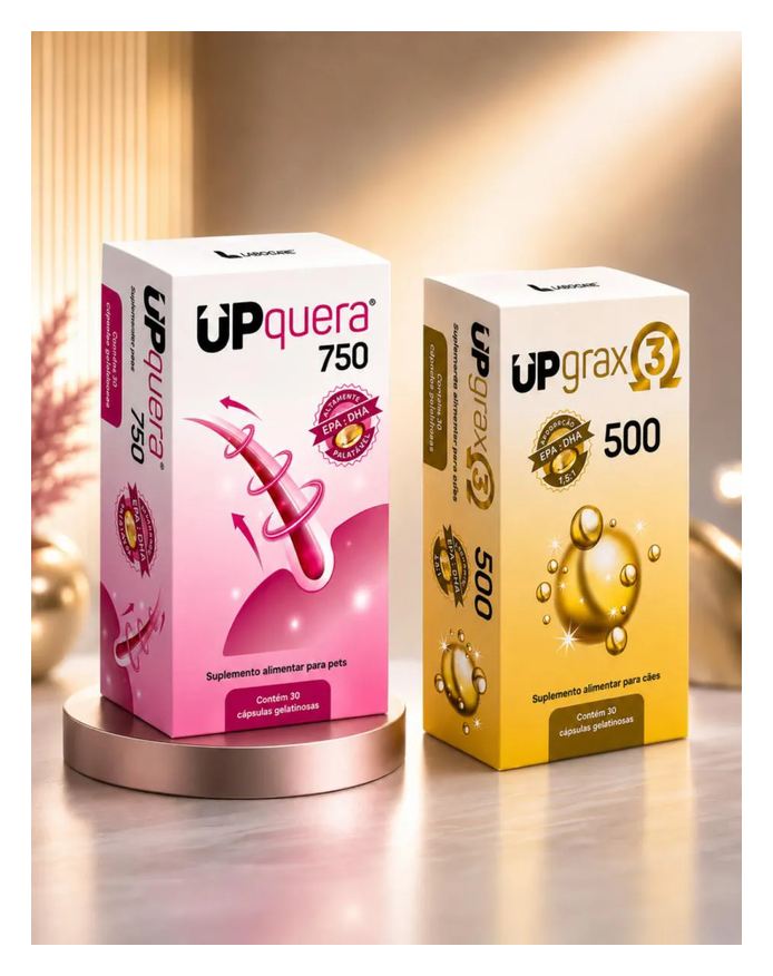Upquera Kit 750 + Upgrax 3 500 Ômega 3 Epa Dha Pele Saudável Pelo Forte Cães & Gatos