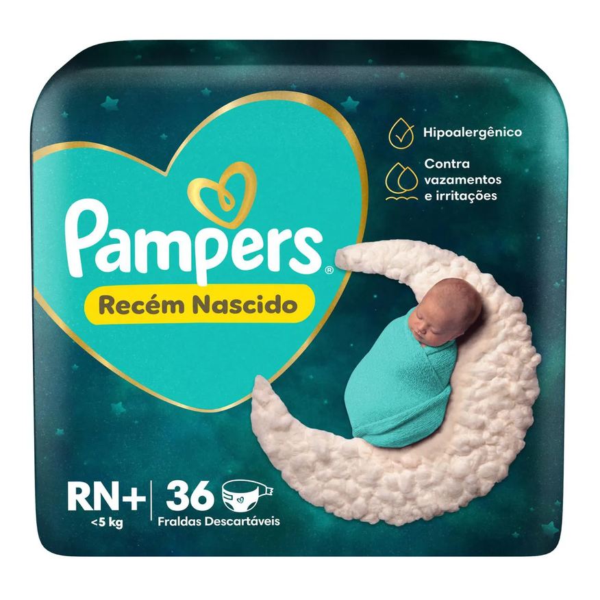 Pampers Fralda Proteção Insuperável Recém Nascido RN+ 36 unidades