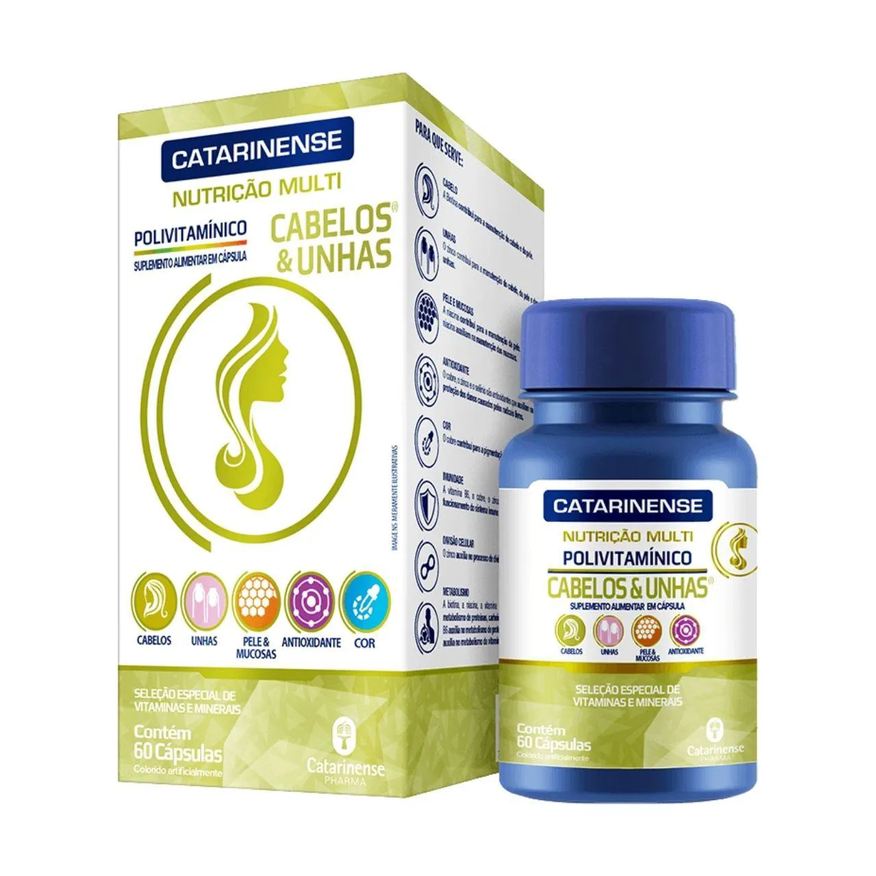 Catarinense Nutricao Multi Polivitaminico Cabelos Unhas 60 Capsulas Natural