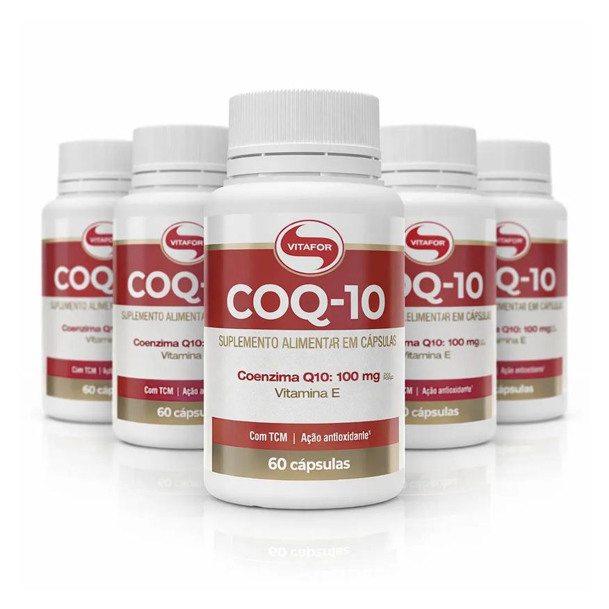 Vitafor Kit 5 Coq-10 Coenzima Q10 100mg e Vit.e 60 Cápsulas