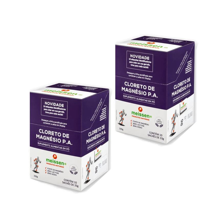 Meissen Kit 2un Cloreto de Magnésio P.a. Display 10 Sachês de 33g sem Sabor