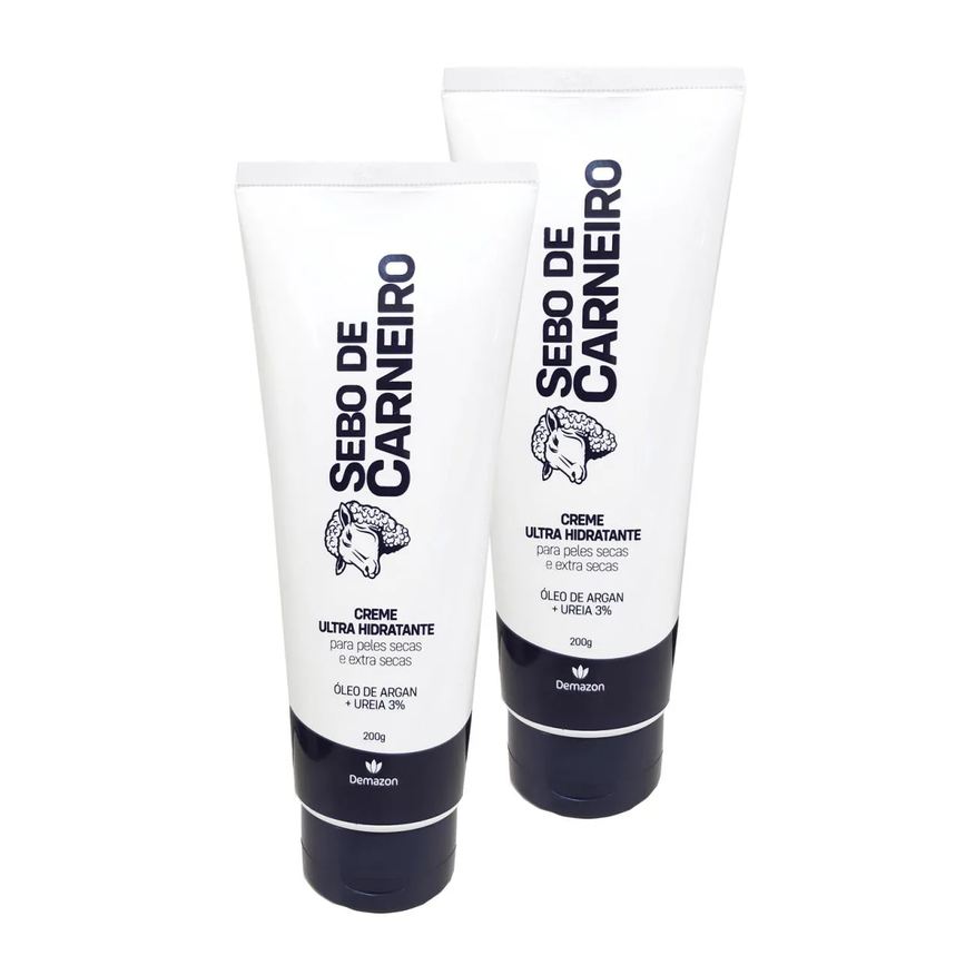 Demazon Kit 2un Creme Ultra Hidratante Sebo de Carneiro Uréia 3% Bisnaga Argan