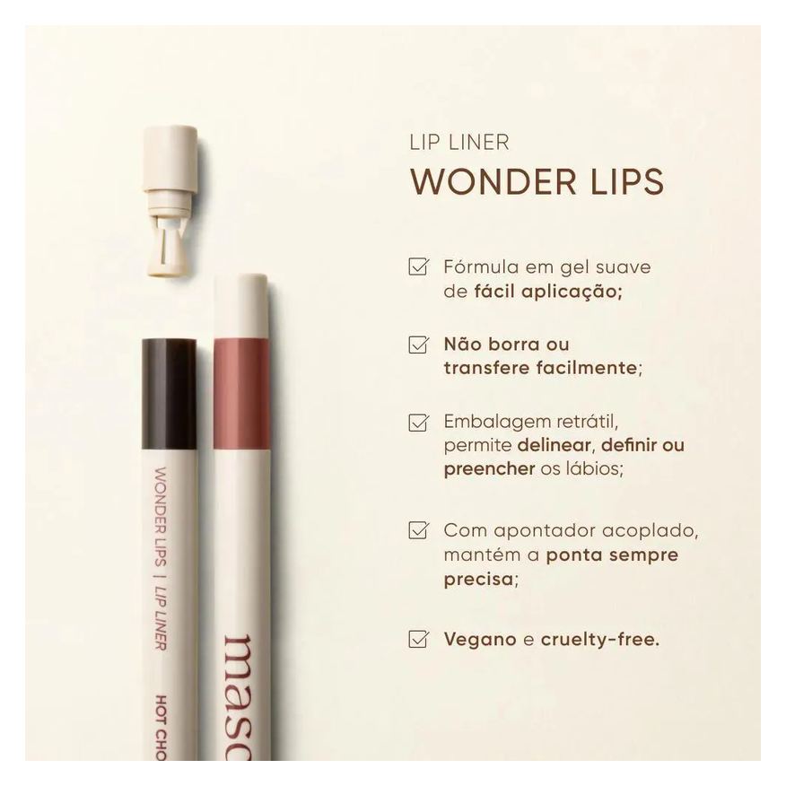de Lápis Lábios Mascavo Wonder Lips 0,3g - Fig