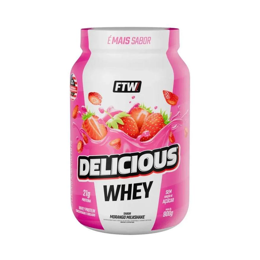 Ftw Sports Nutrition Delicious Whey (900g) - Sabor: Morango Milkshake