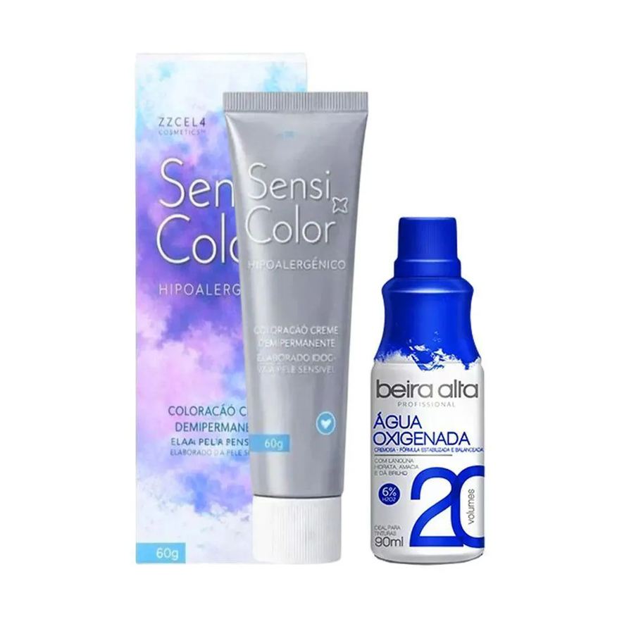 Alergoshop Tintura Hipoalergênica Cor 8.1 Louro Claro Acinzentado 60g + Água Oxigenada Beira Alta 20 Volumes 90ml