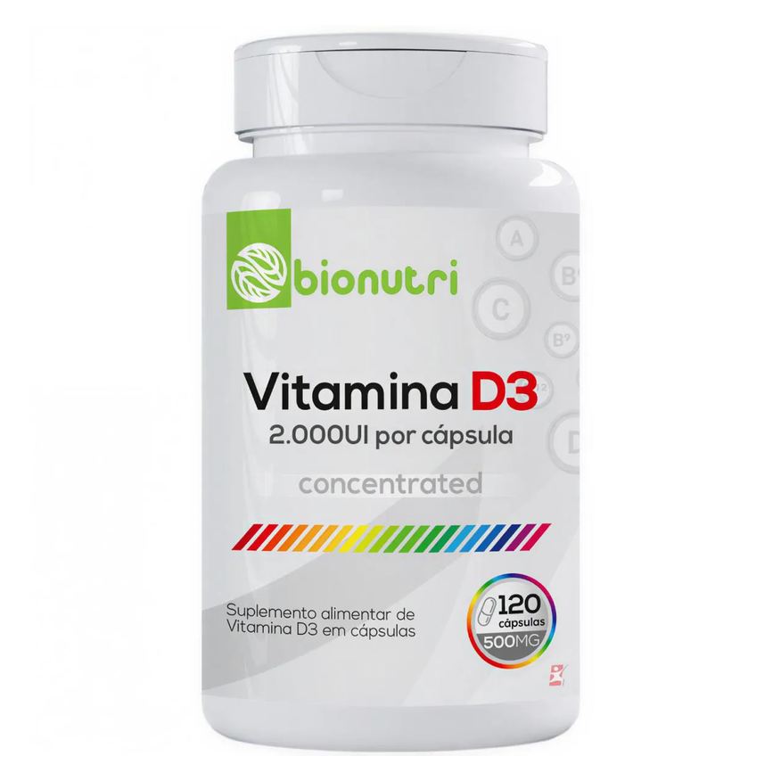 Bionutri Vitamina D3 2000ui Concentrada Colecalciferol 1 ao Dia 120 Cápsulas
