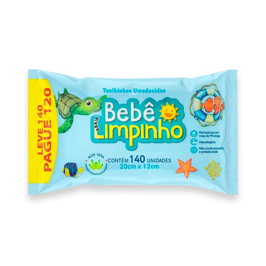 Cimed Toalhas Umedecidas Bebê Limpinho 140 Unidades