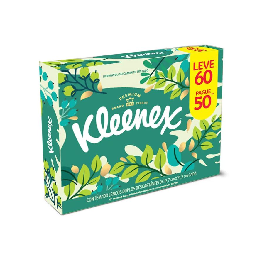 de Lenço Papel Kleenex Dia a Dia 60 unidades