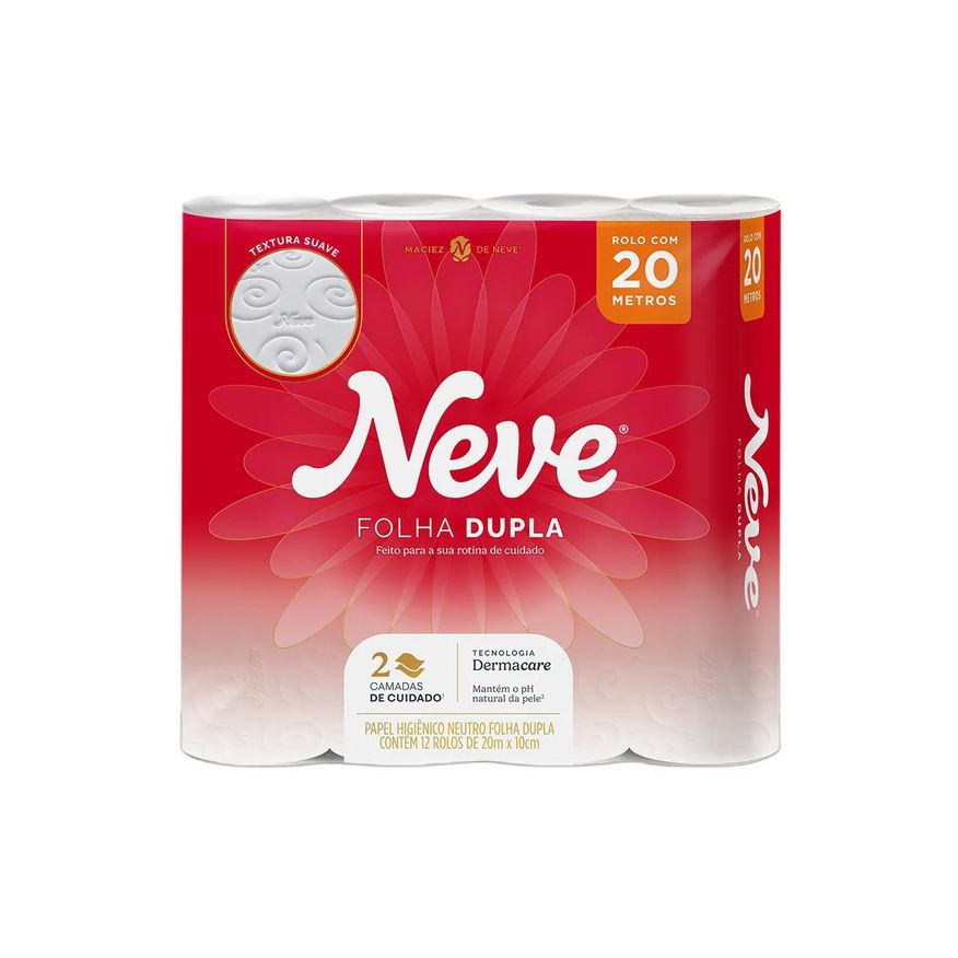 Seda Papel Higiênico Neve Toque da Folha Dupla 12 Rolos
