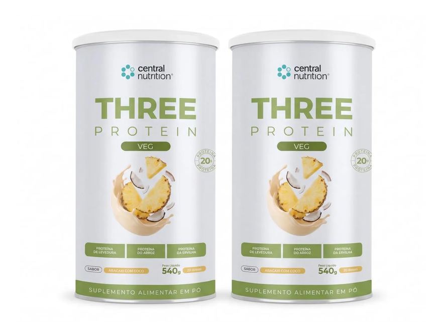 Central Nutrition Kit 2x Suplemento Whey Protein Vegano Three Protein Vegan 540g - Café