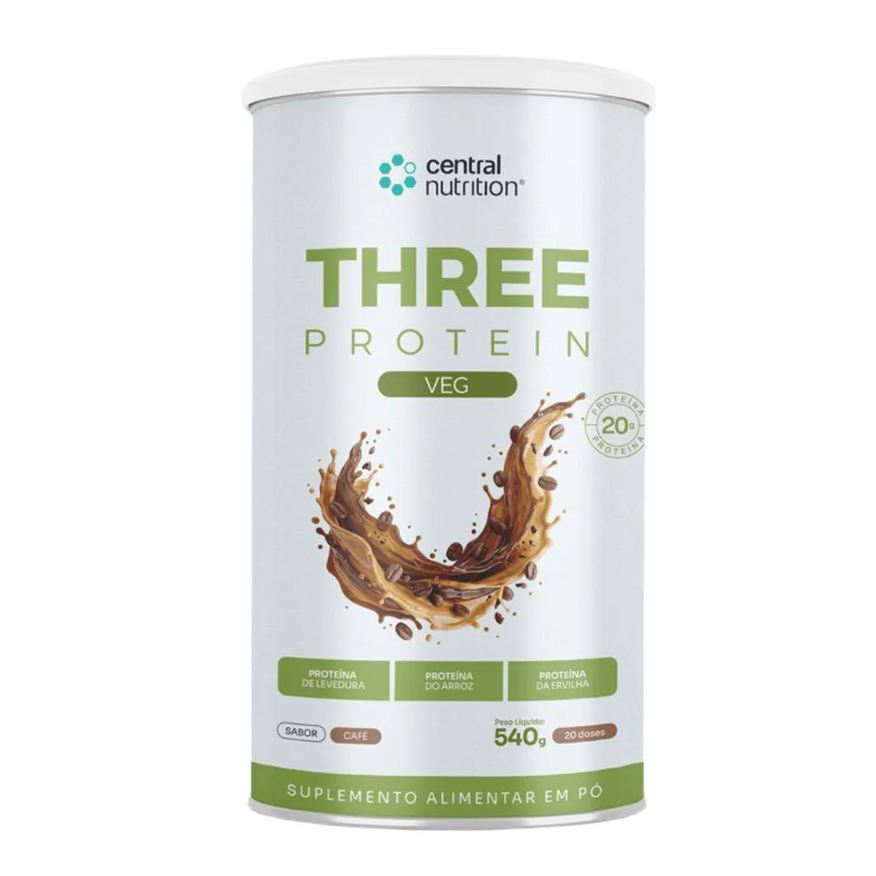 Central Nutrition Suplemento Whey Protein Vegano Three Protein Vegan 540g - Café