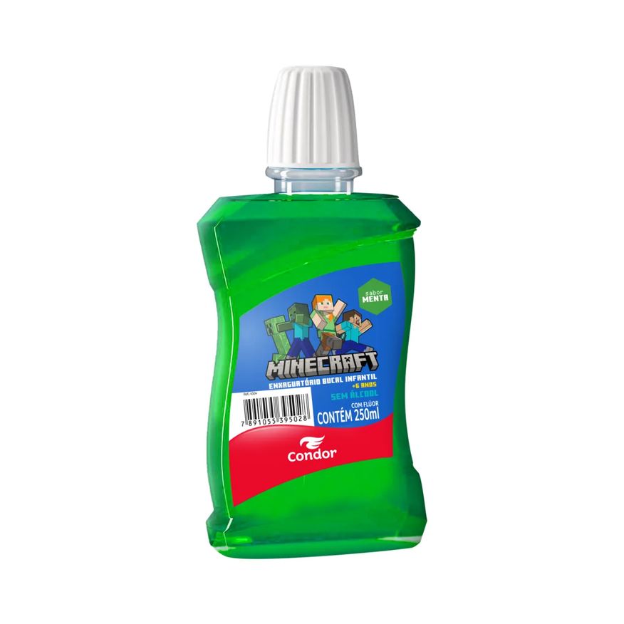 Condor Enxaguante Bucal Infantil Minecraft Zero Álcool Sabor Menta 250ml