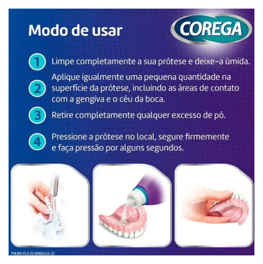 Pó Corega Fixador de Dentadura 3 em 1 Menta 22g