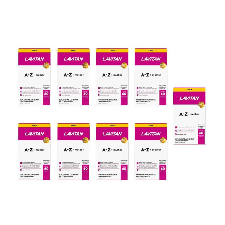Cimed Kit 9 Lavitan A-Z Mulher Suplemento 60 Cápsulas