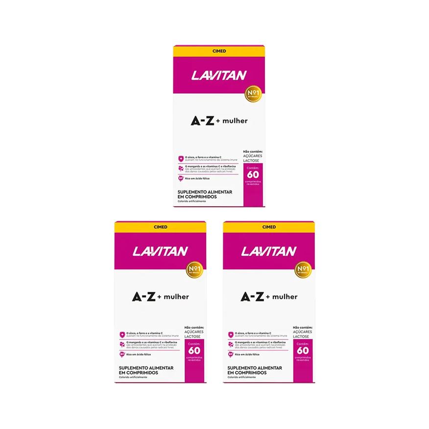Cimed Kit 3 Lavitan A-Z Mulher Suplemento 60 Cápsulas