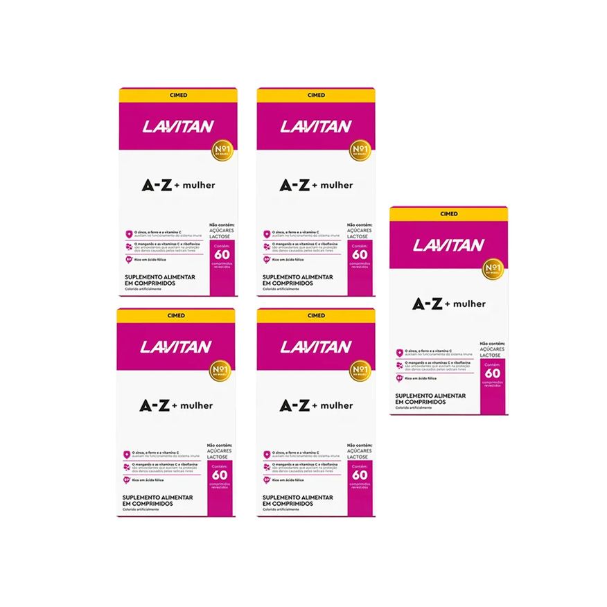 Cimed Kit 5 Lavitan A-Z Mulher Suplemento 60 Cápsulas