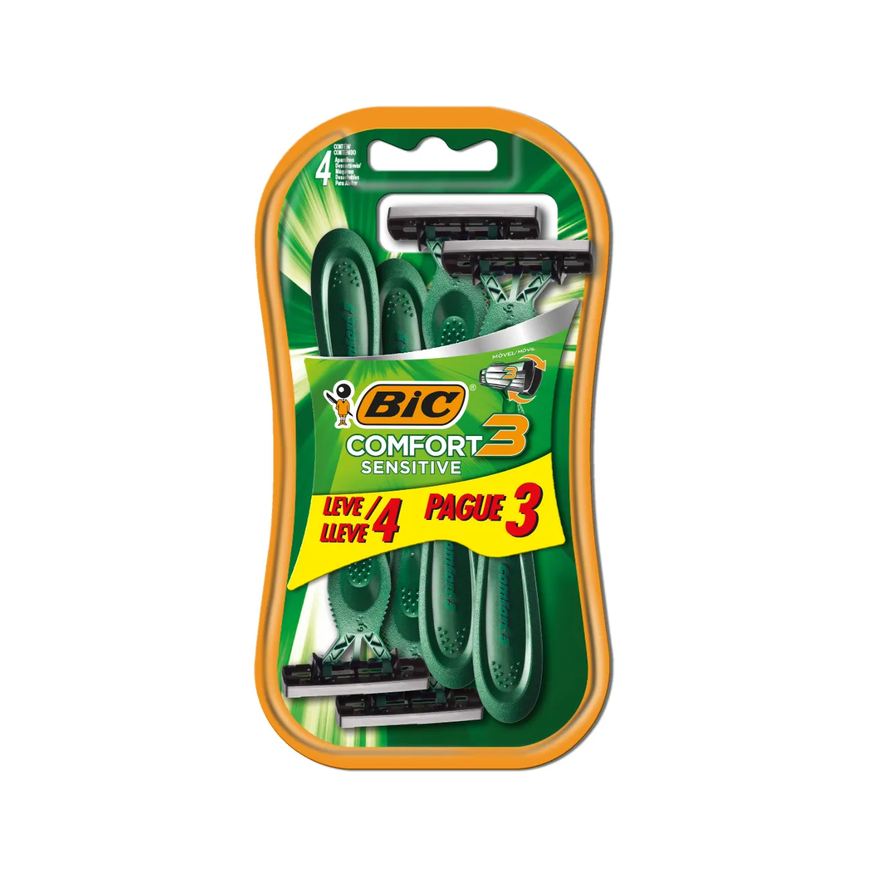 Bic Barbeador Descartável Comfort 3 Sensitive 4 unidades