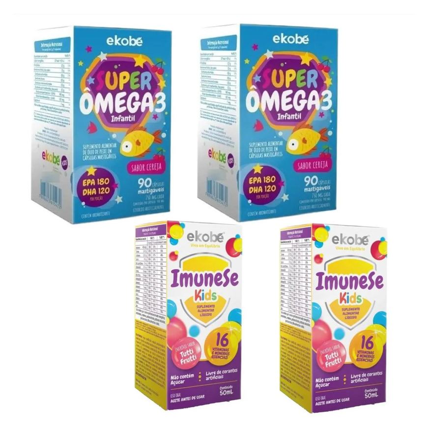Super 2x Ômega 3 + 2x Imunese Kids 16 Vitaminas – Ekobé Kids