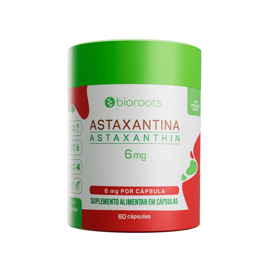Bioroots Astaxantina Astaxanthin 6mg com 60 unidades